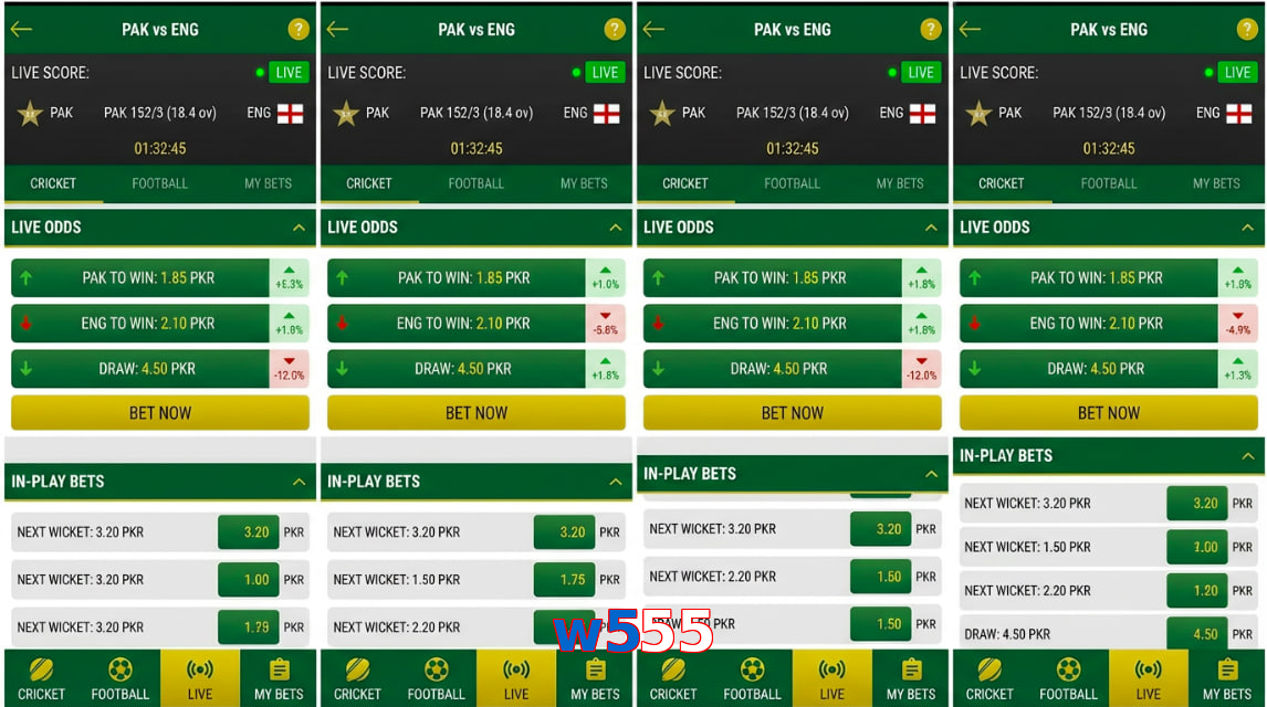 Game list for W555 bet section